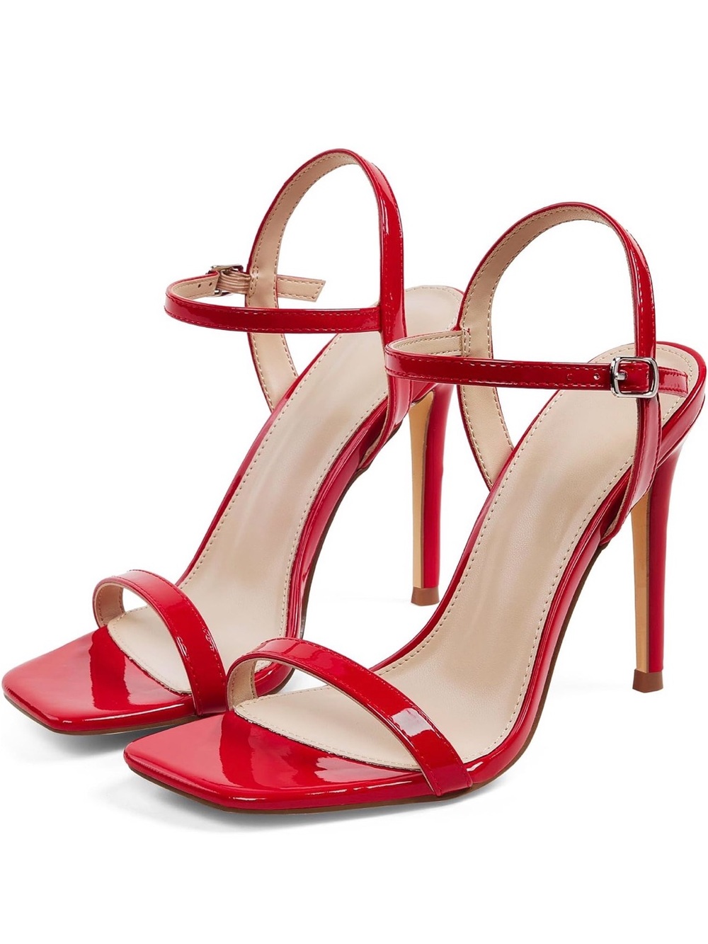 Genshuo Red Patent Strappy High Heel Sandals - Women size 9.5